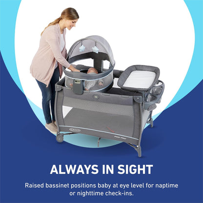 Graco Pack n Play Dome LX Playard with Baby Bassinet, Lightweight Portable Crib, Push-Button Fold
