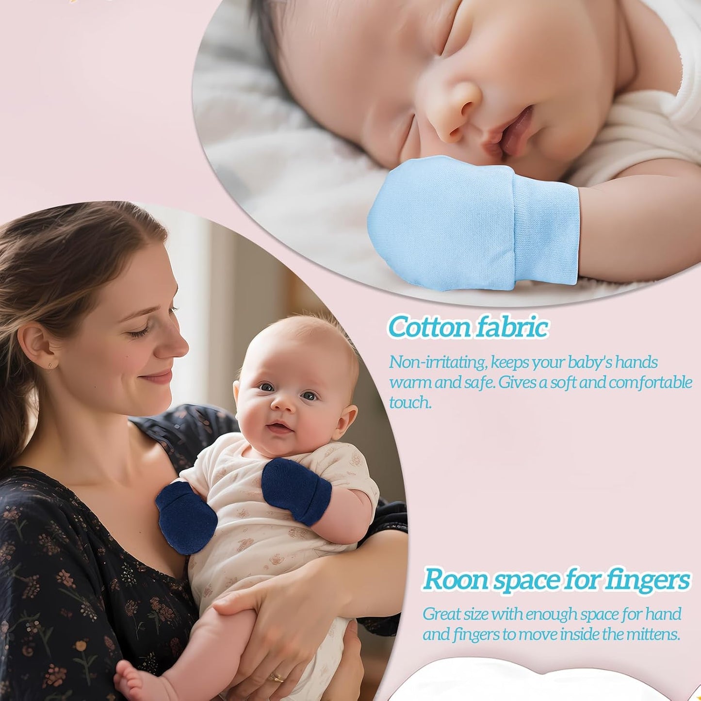 No Scratch Baby Mittens Newborn Infant Toddler Mittens Soft Elastic Wrist Gloves Mitten for 0-6