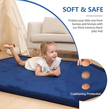 Baby Play Mat for Floor,1.3" Thick Elasti-Foam 74×50 Playpen Mat for Toddlers Infant