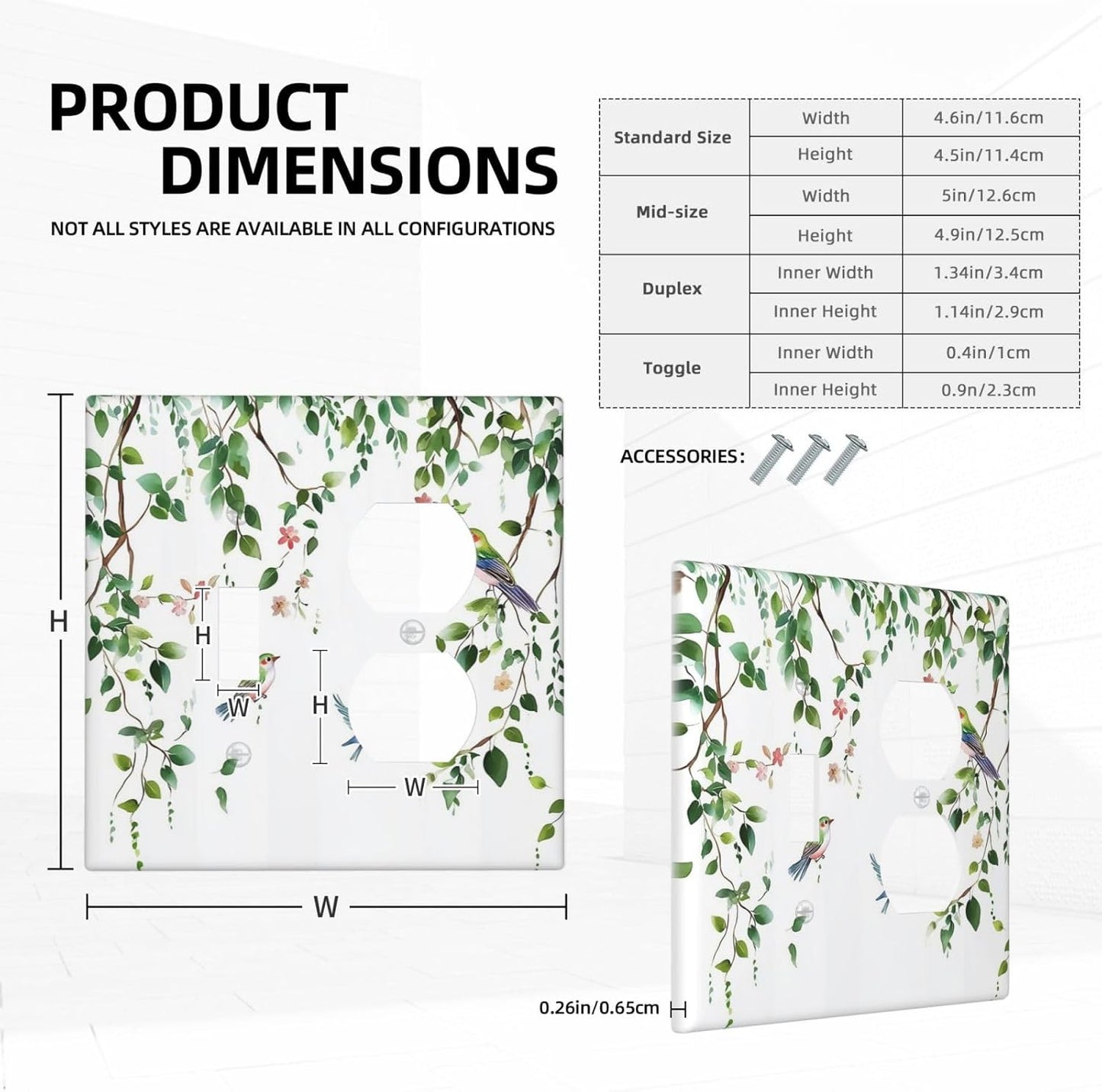 Wallplates Green Leaves Bird Eucalyptus Sage Plant 1 Toggle 1 Duplex Switch Plate Electrical Gfci