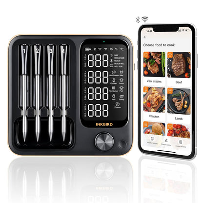 Wireless Meat Thermometer with 4 Probes, Inkbird Wifi BluetoothThermometer Digital Wireless for