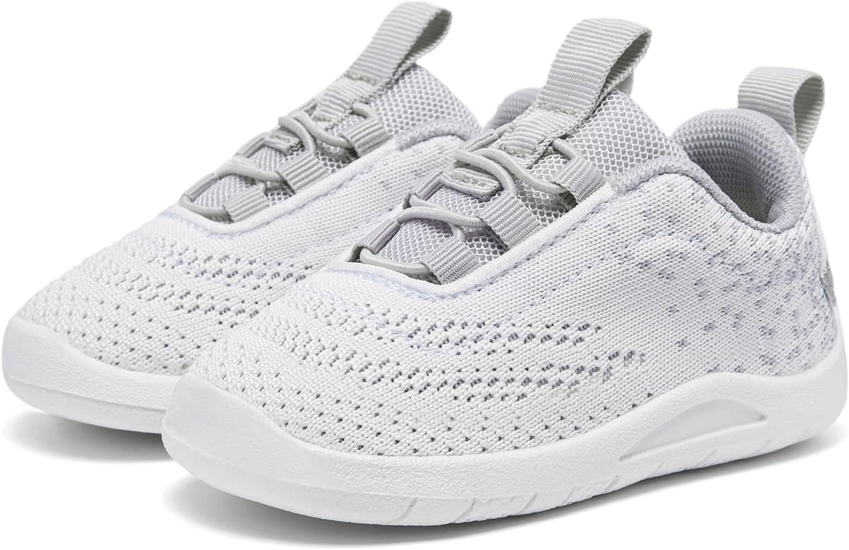 MORENDL Toddler Slip On Sneakers Baby Walking Shoes Non-Slip Breathable Unisex Pink Mesh Lace-Up