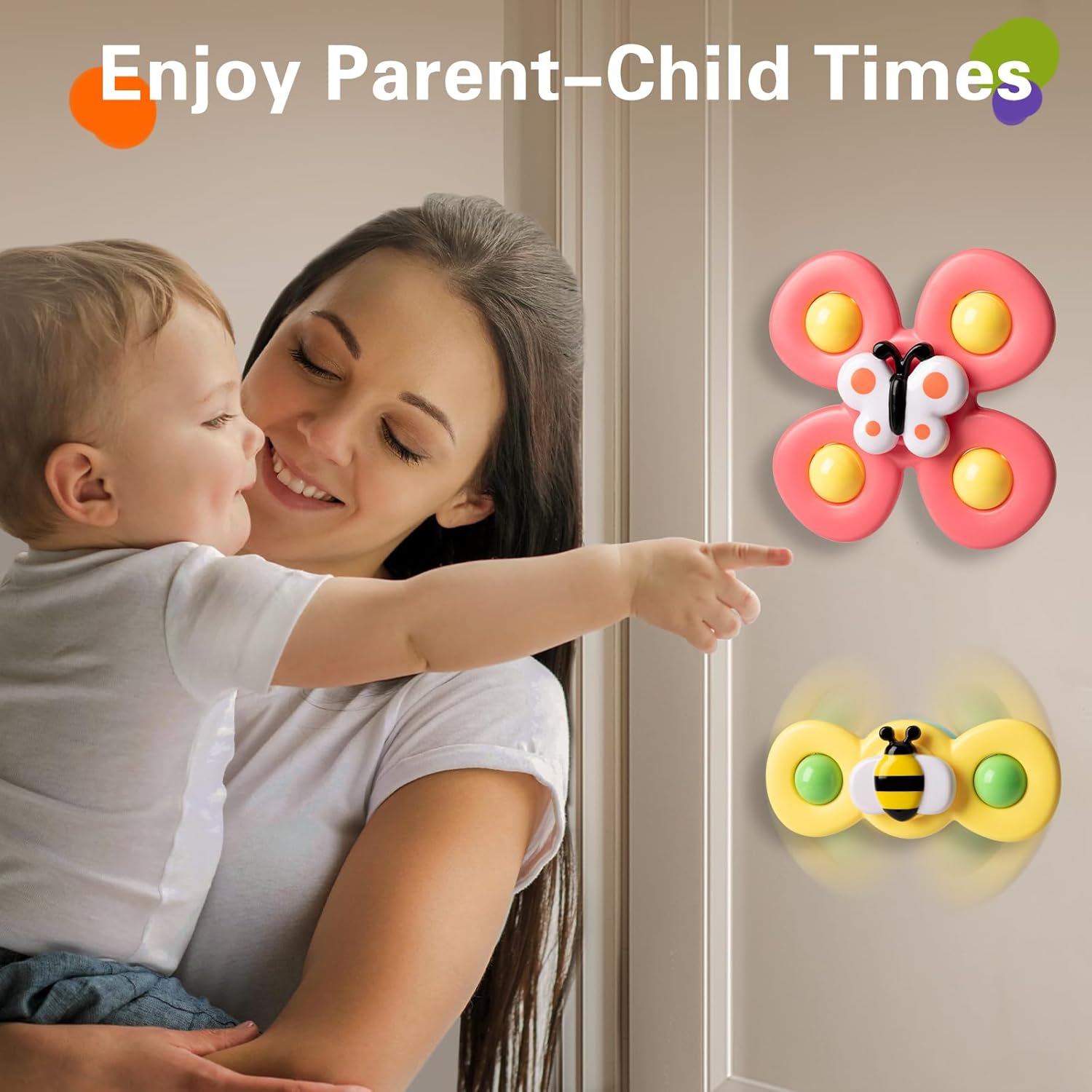 3PCS Suction Cup Spinner Toys for 1 2 Year Old Boys Spinning Toys 12-18 Months Sensory Toys for