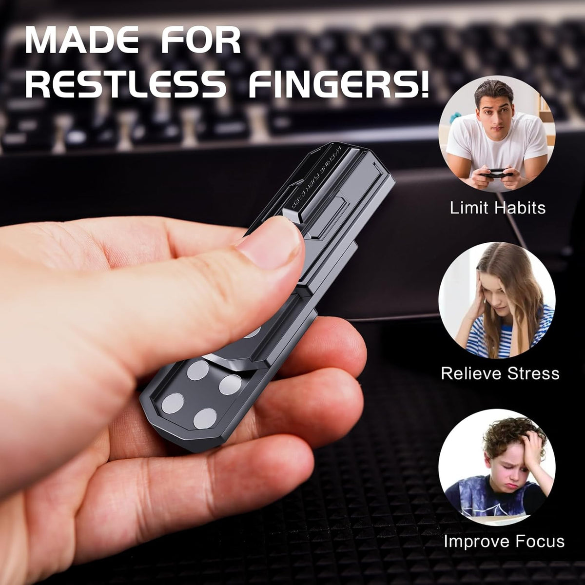 INNÔPLUS Fidget Slider, Fidget Toys Adults Metal Magnetic Fidgets Desk Toys, Cool EDC Gadgets