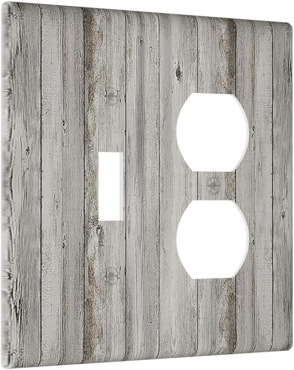 Wallplates Farmhouse Rustic Grey Barn Door Wood 1 Toggle 1 Duplex Switch Plate Electrical GFCI