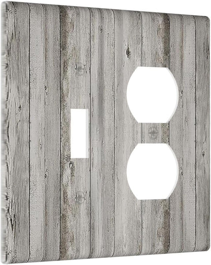 Wallplates Farmhouse Rustic Grey Barn Door Wood 1 Toggle 1 Duplex Switch Plate Electrical GFCI