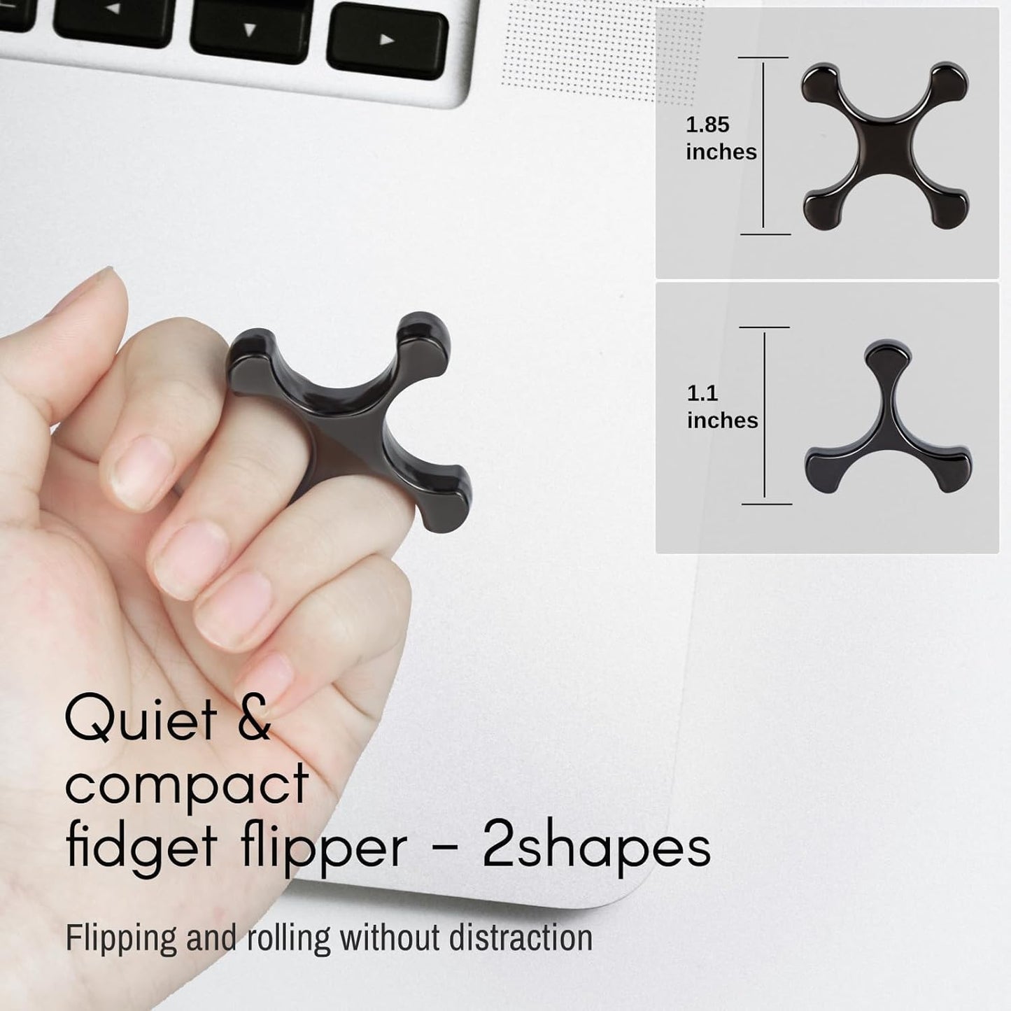 Metal Finger Fidget Flipper 2Pack - Quiet Fidget Toys Adults - Premium Fidget Roller Stim Toys for