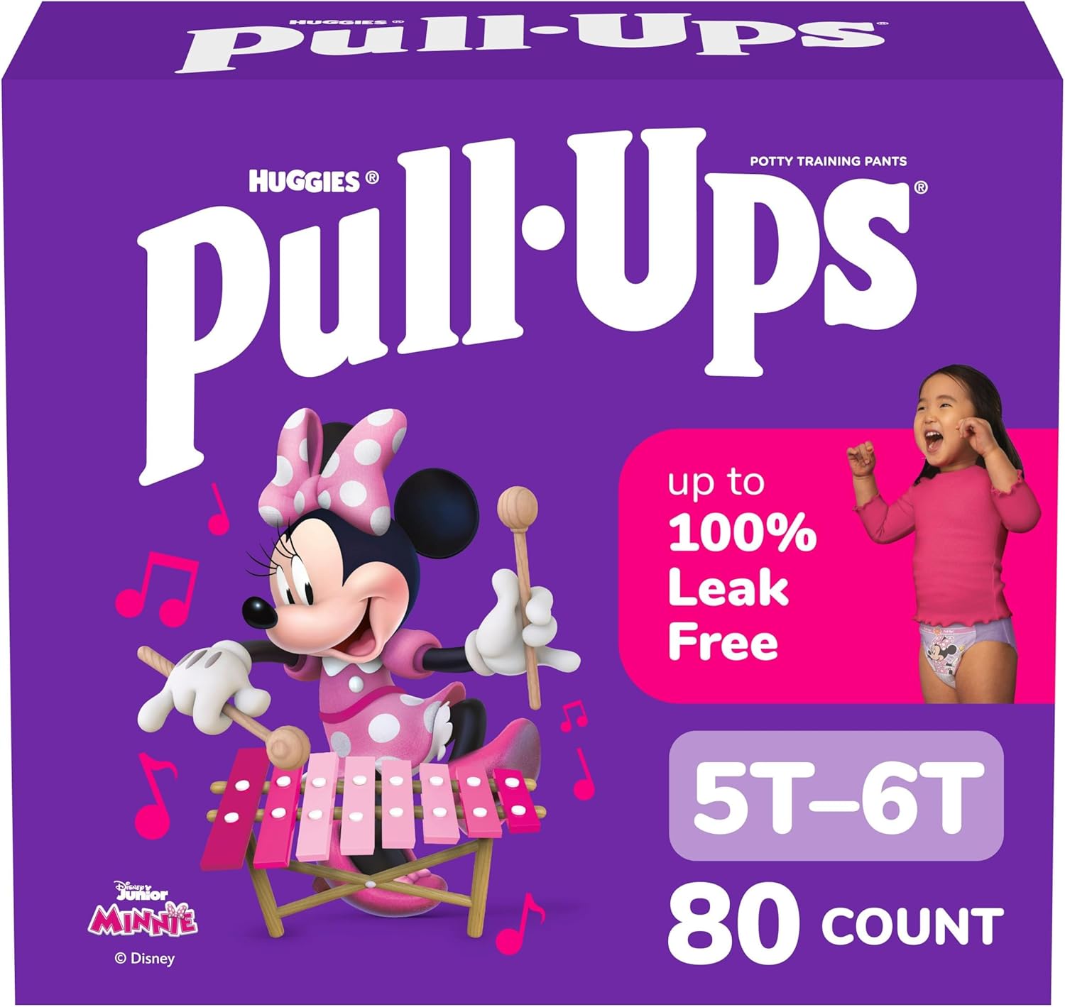 Pull-Ups Girls' Potty Training Pants, Size 5T-6T Training Underwear (46+ lbs), 80 Count (2 Packs of