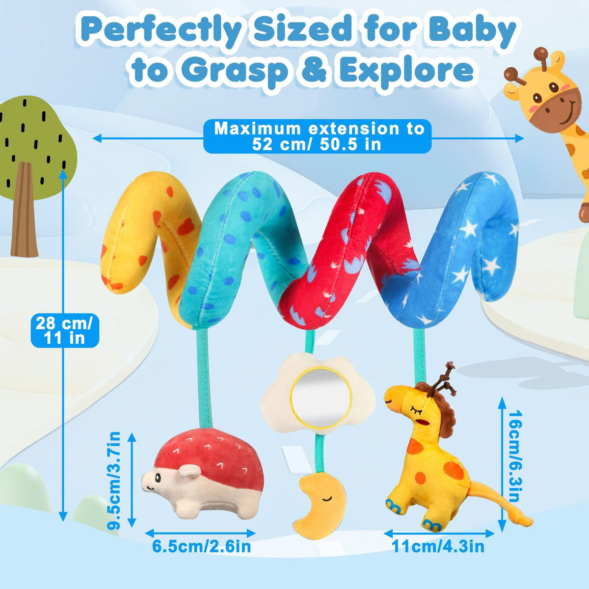 URMYWO Spiral Car Seat Toys for Babies 0-6 Months, Newborn Toys & Infant Toys, 3 Month Baby Toys