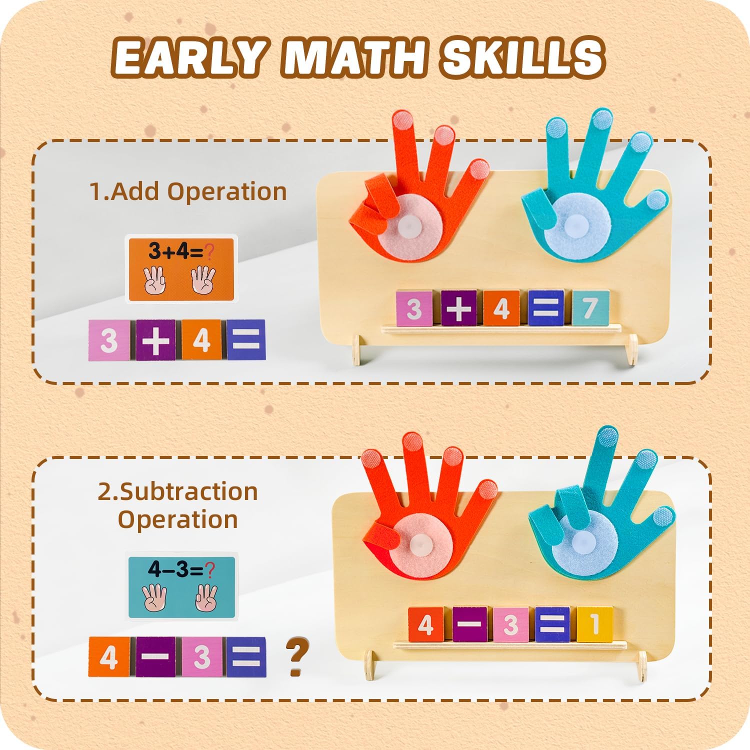 Preschool Learning Toys for Toddlers 3+ Years, Educational Number Counting Blocks for Kids