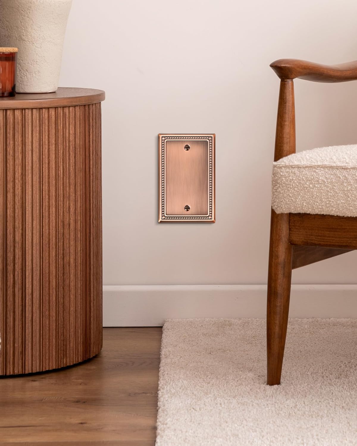 2-Pack Blank Outlet Cover Wall Plate, Metal Switch Plates Outlet Covers, Antique Copper Pearls