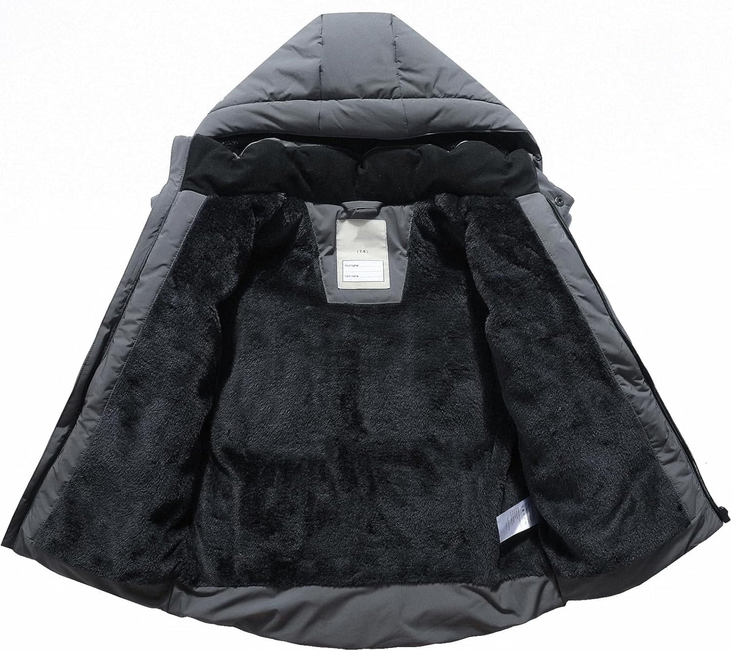 Kids Boy's Winter Coat Fleece Lined Waterproof Jacket Puffy Cotton Coat Thick Hooded Down Outdoor