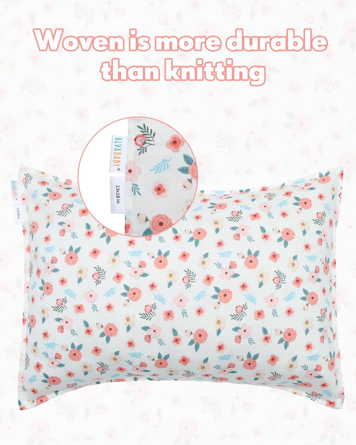 ALVABABY Toddler Pillowcases Fits 14x20in,13x18in Kids Cotton Baby 2 Packs Envelope Kids Pillow
