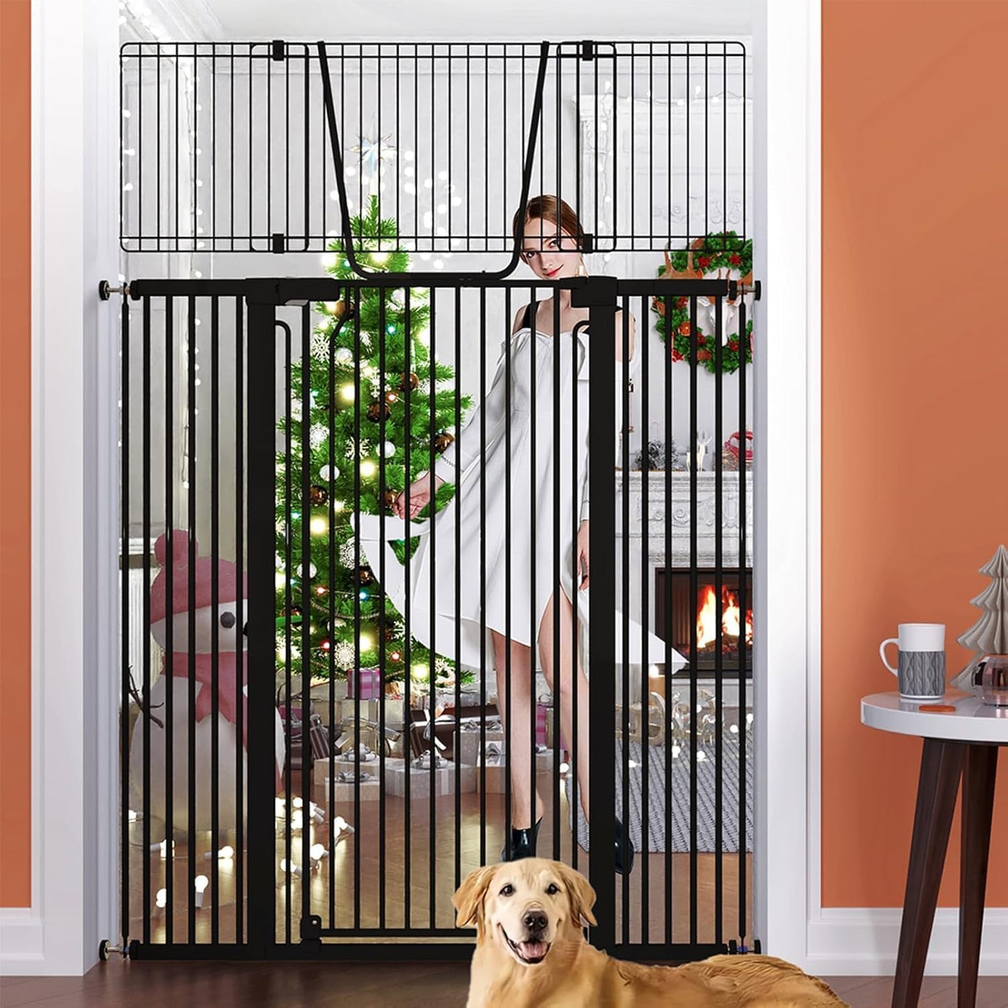 Jiprlak51 Extra Tall Cat Gate for Doorway – 28.5"-48.7" Extra Wide Pet Gate with Adjustable Cat