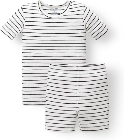 AVAUMA Stripe Pattern Baby Boys Girls Pajama Set Kids Toddler Snug fit Ribbed Sleepwear pjs for