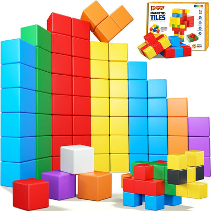 Magnetic Blocks,32PCS Magnetic Building Blocks for Toddlers Age 3-5 Magnet Cubes Toys STEM