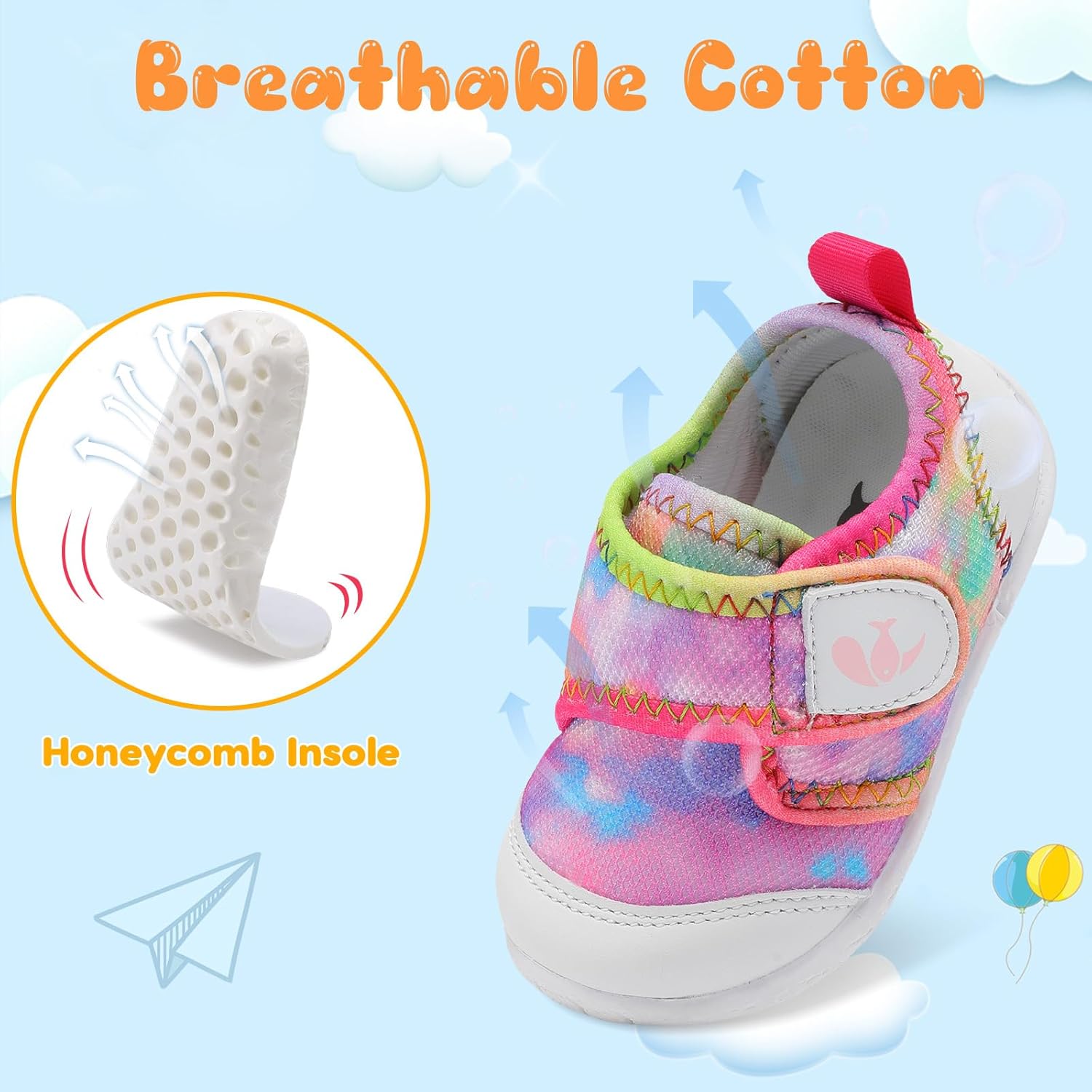 FEETCITY Baby First Walking Shoes Boys Girls Infant Sneakers Crib Shoes Breathable Lightweight Slip