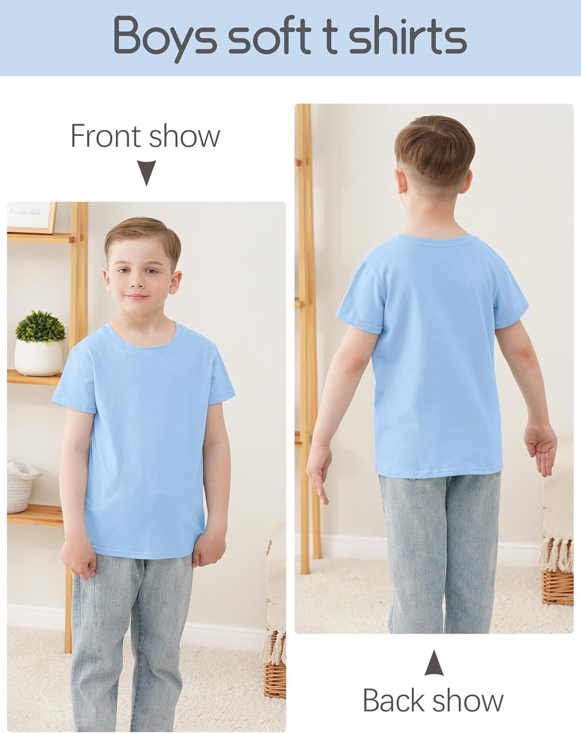 5 Pack Boys Shirts Short Sleeve Shirts for Boys Cotton T-Shirts Kids Toddler Tshirts Tees Clothes