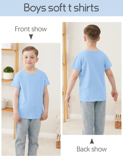 5 Pack Boys Shirts Short Sleeve Shirts for Boys Cotton T-Shirts Kids Toddler Tshirts Tees Clothes