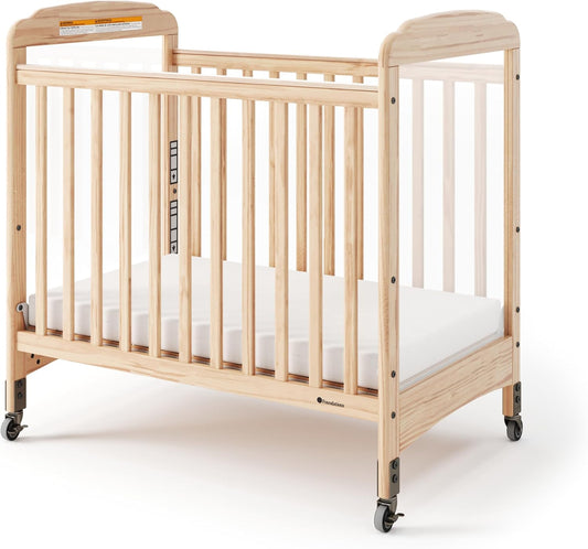 Foundations Serenity Compact Clearview Daycare Crib, Fixed Side, Durable Wood Construction