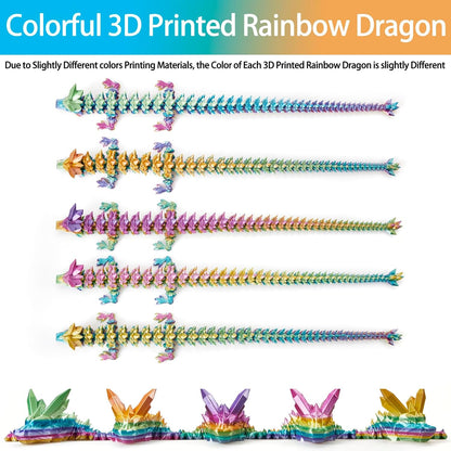 3D Printed Dragon, 3D Dragon ,30 Inch 3D Printed Fidget Dragon, Bigger Fidget Crystal Dragon Toys
