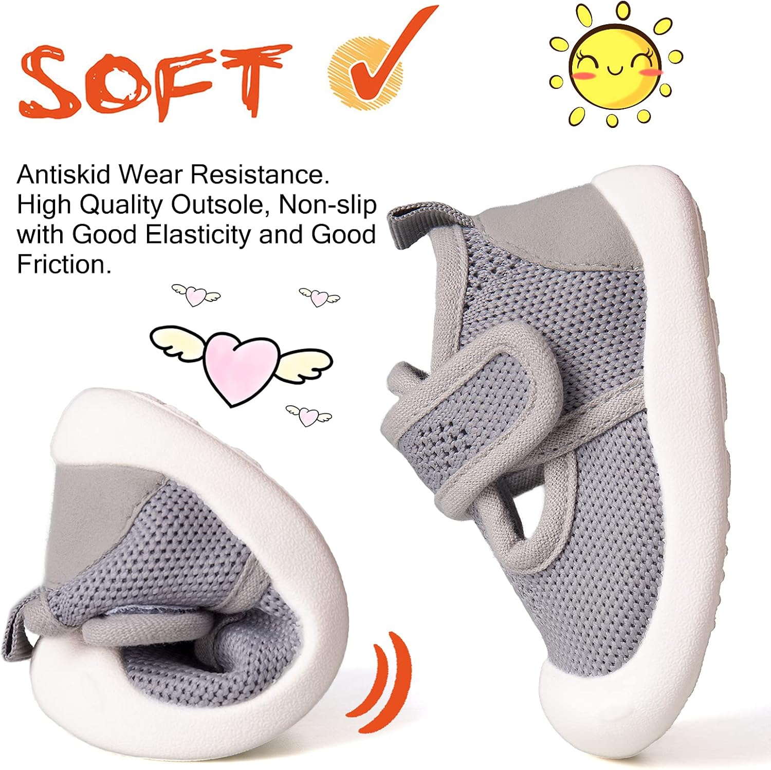 Baby First-Walking Shoes 1-4 Years Kid Shoes Trainers Toddler Infant Boys Girls Soft Sole Non Slip