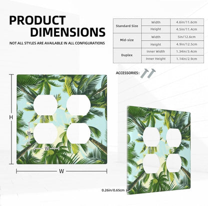 Summer Sky Coconut Palms Trees Green Plants Leaf Outlet Covers 2 Gang Double Duplex Decorative
