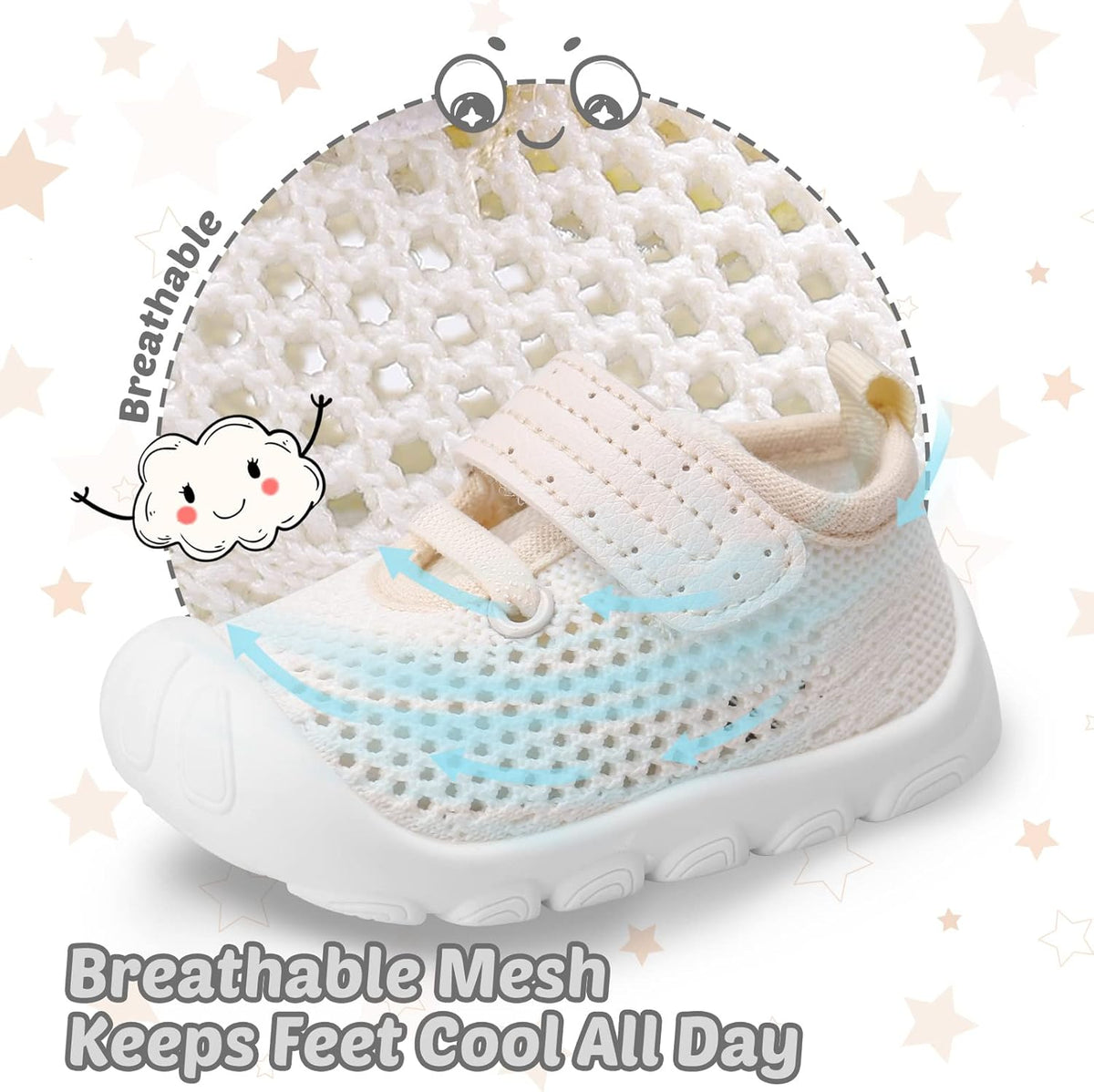 Baby Walking Shoes Toddler Girl Boy Soft Sole Breathable Mesh Slip on Summer Wide Shoes Infant