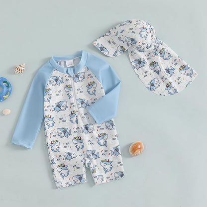 Hnyenmcko Baby/Toddler Boy Rash Guard Swimsuit Long Sleeve One Piece Zipper Swimwear Sunsuit Infant