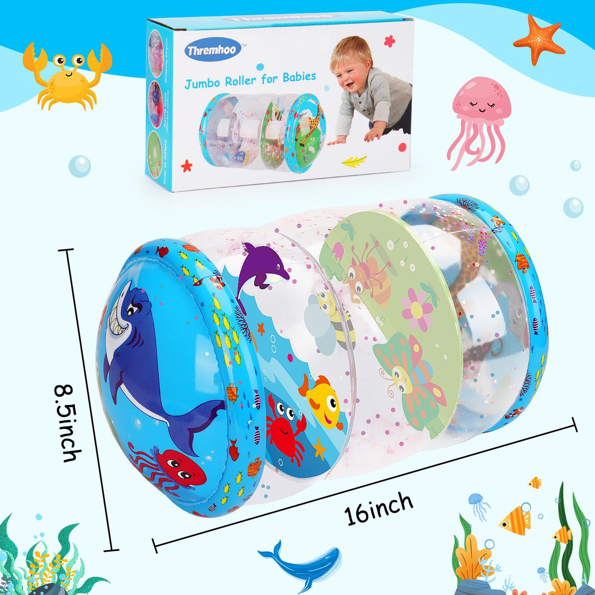 Crawling & Walking Baby Toys 6-12 Months Glowing Inflatable Rolling Toy