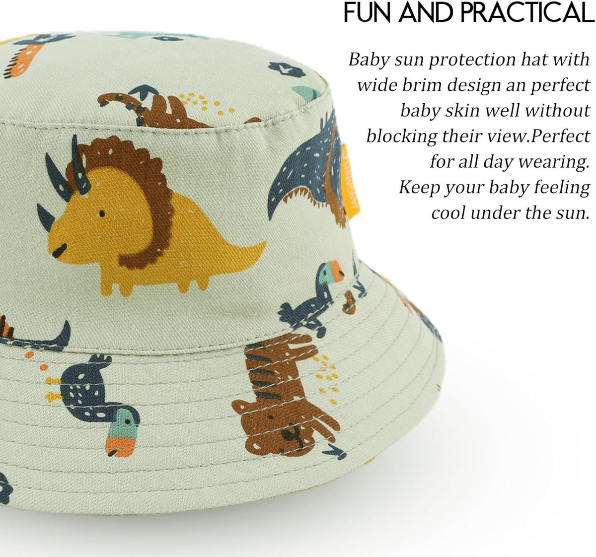 JANGANNSA Cotton Baby Sun Hat Infant Toddler Boys Girls Bucket Hats Summer Sun Protection Kids