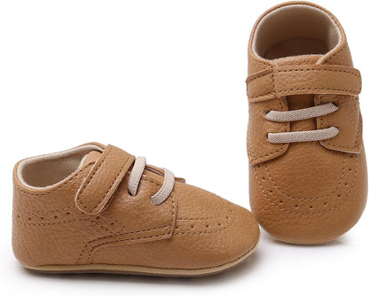 SOFMUO Baby Boys Girls High Top Ankle PU Leather Sneakers Soft Rubber Sole Infant Moccasins Newborn