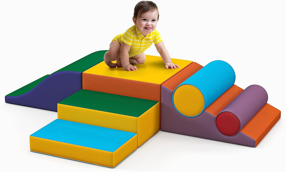 Toddler Foam Climbing Set Indoor - Kids Climb & Crawl Soft Activity Playset - Toddler Climber
