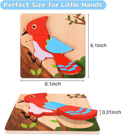 MAGIFIRE Wooden Puzzles for Toddlers 1-3 - 6-Pack Multicolor Animal & Car Puzzles - Toddler