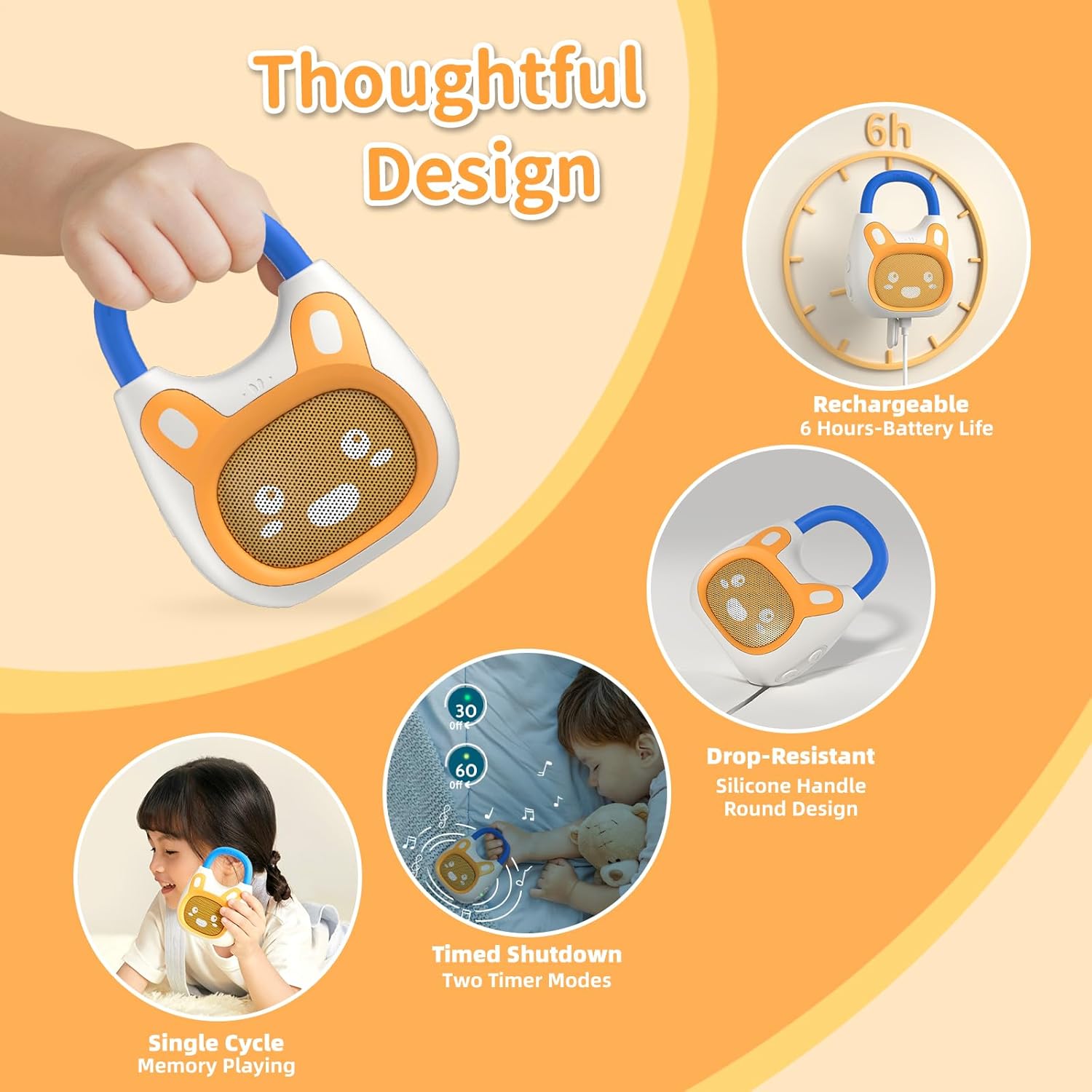 alilo Pocket Bunny Portable Kids Music Player, Musical Toys for Toddlers 1-3-5, Preloaded 120+