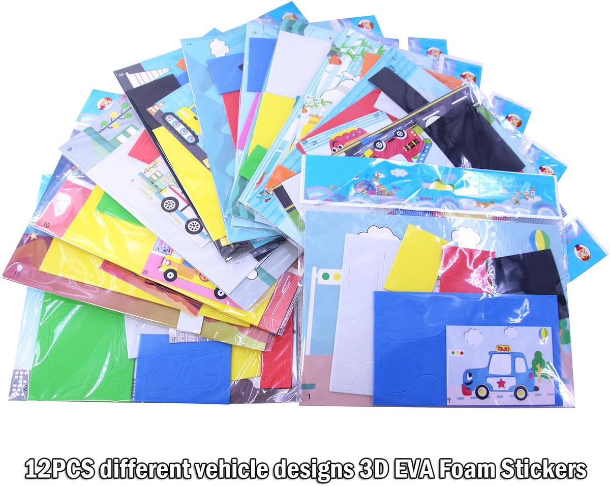 Lovyan 3D EVA Foam Stickers for Toddlers 12PCS Sticky Foam DIY Craft Preschool Art Class Drawing