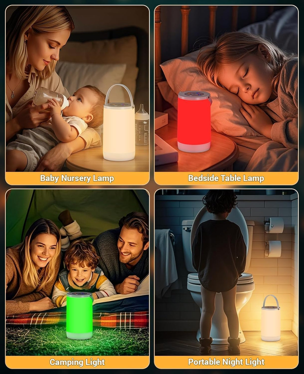Night Light for Kids, Portable USB Night Lamp with 2200 mAh Battery, Bright Color Changing Light
