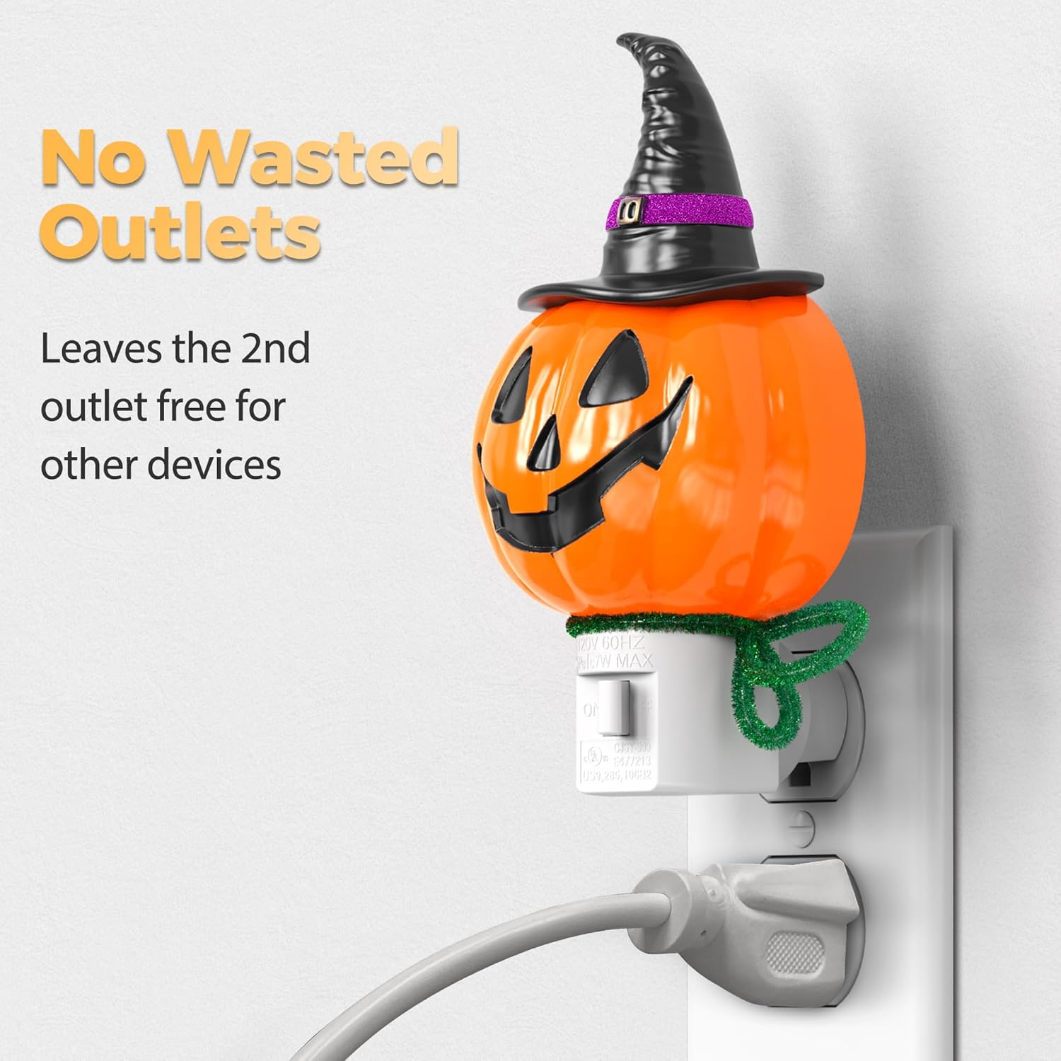 DORESshop Pumpkin Night Light, 3000K Night Lights Plug into Wall,Cute & Funny Halloween Decor Night