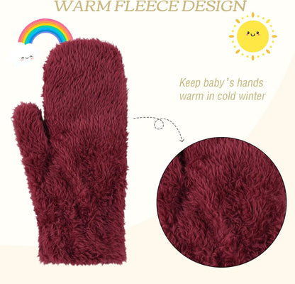 PESAAT Baby Girl Mittens Fleece Toddler Boy Mittens Warm Kids Winter Gloves Unisex Cold Weather