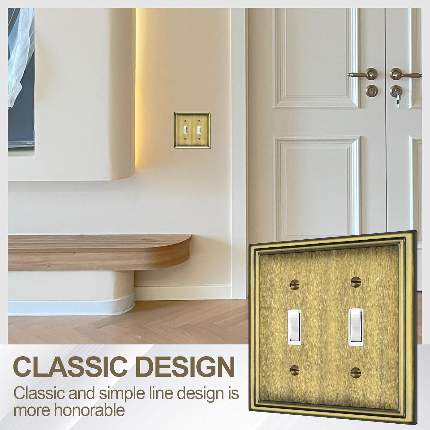 Double Toggle Light Switch Covers Plate, Metal Material 2 Gang Wall Plates for Double Light Switch