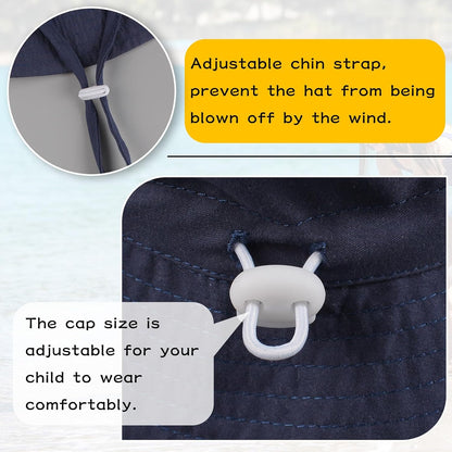 Peecabe Summer Baby Sun Hat for Boys Girls UPF 50+ Wide Brim Toddle Bucket Hat Adjustable Baby