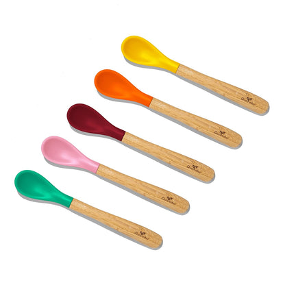 Avanchy Bamboo & Silicone Infant Training Spoons, BPA Free - Soft Tip, Easy on Gums, First Stage