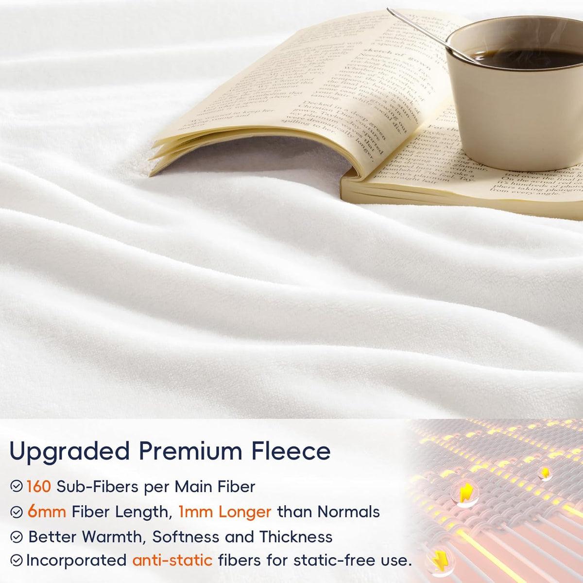 PHF Ultra Soft Fleece Blanket Twin Size, No Shed No Pilling Luxury Plush Cozy 300GSM Lightweight