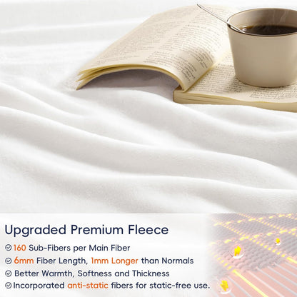 PHF Ultra Soft Fleece Blanket Queen Size, No Shed No Pilling Luxury Plush Cozy 300GSM Lightweight