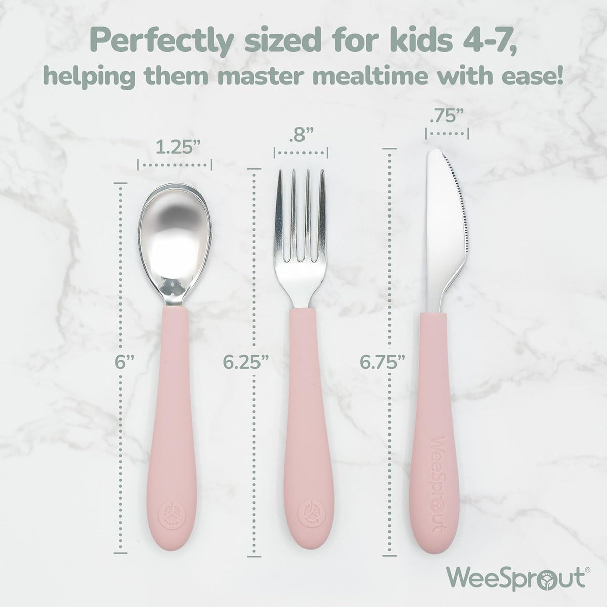 Kids Stainless Steel Utensils Set - Premium 18/8 Grade Silverware Kit - 2 Spoons, 2 Forks, and 2