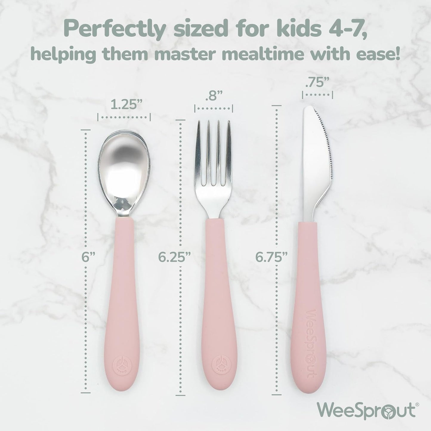 Kids Stainless Steel Utensils Set - Premium 18/8 Grade Silverware Kit - 2 Spoons, 2 Forks, and 2