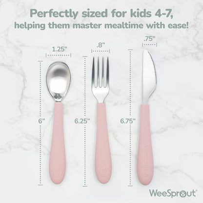 Kids Stainless Steel Utensils Set - Premium 18/8 Grade Silverware Kit - 2 Spoons, 2 Forks, and 2