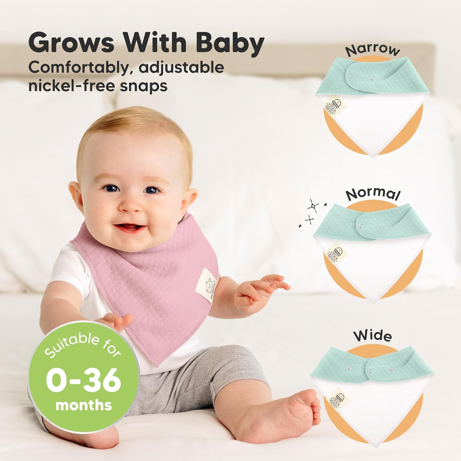 KeaBabies 8-Pack Bandana Bibs for Baby Girls, Boys - Organic Cotton Baby Bibs for Drooling &