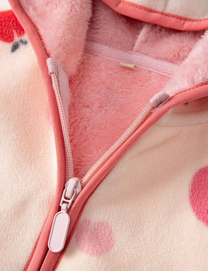Toddler Printed Polar Fleece hooded Jacket Baby Boys Girls Kids Winter Warm Spring Autumn Outerwear