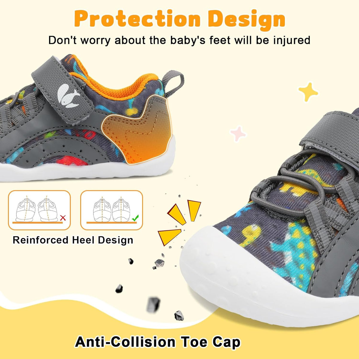 FEETCITY Wide Baby Shoes Boys Girls Baby Barefoot Shoes Breathable Infant Walking Shoe Crib Sock